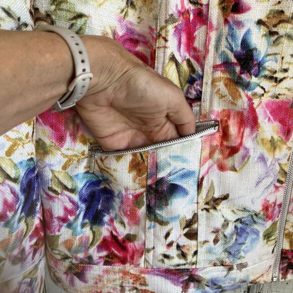 CJ Banks Womens Full Zip Jacket Size 2X Bright Floral Colorful Heavy Office - Picture 5 of 12